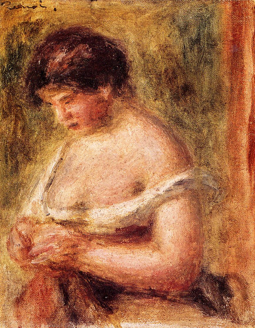 Woman with a Corset (1914) - Pierre-Auguste Renoir Tablo