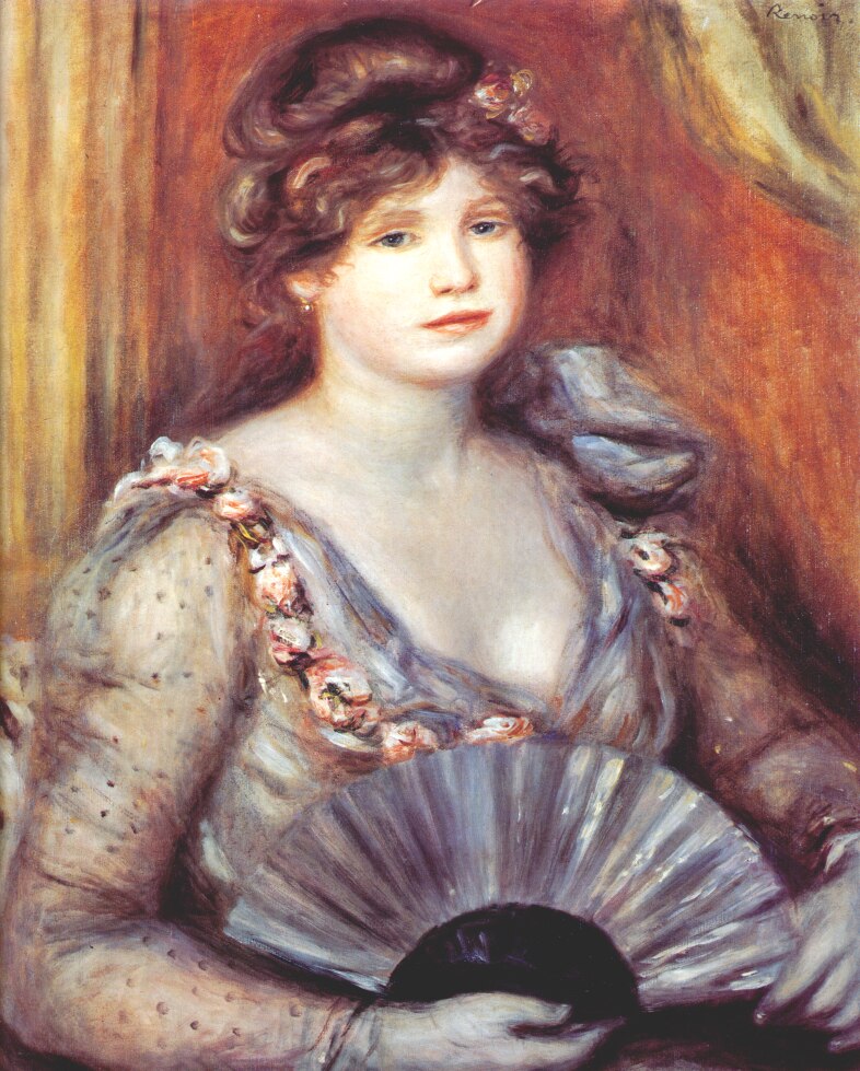 Woman with a Fan (1906) - Pierre-Auguste Renoir Tablo