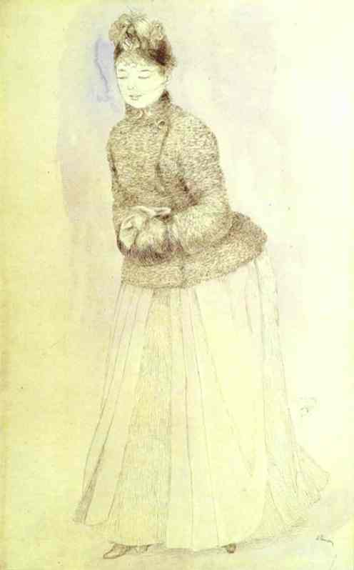 Woman with a Muff - Pierre-Auguste Renoir Tablo
