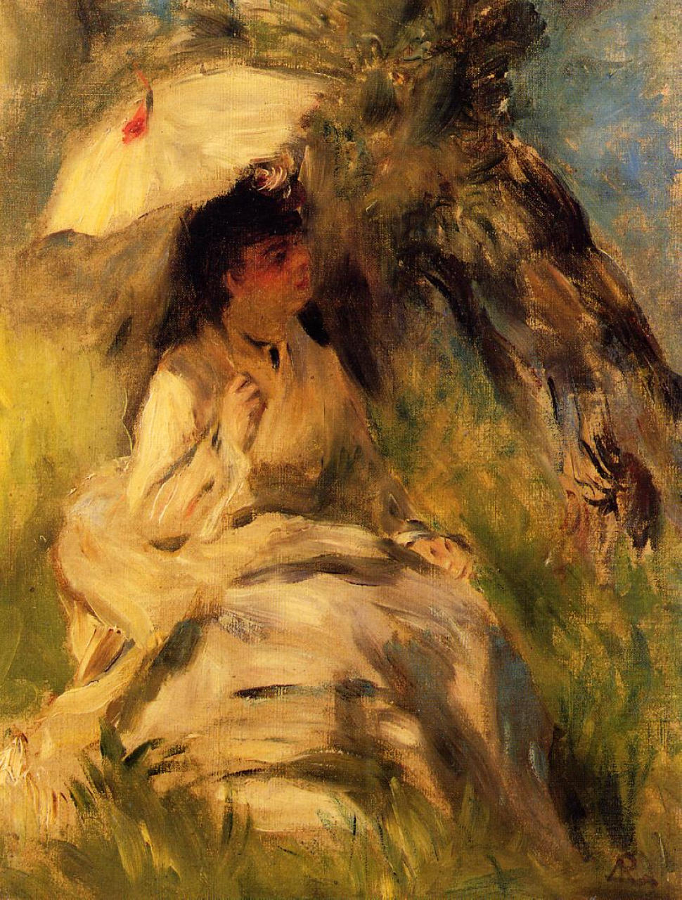 Woman with a Parasol (1872) - Pierre-Auguste Renoir Tablo