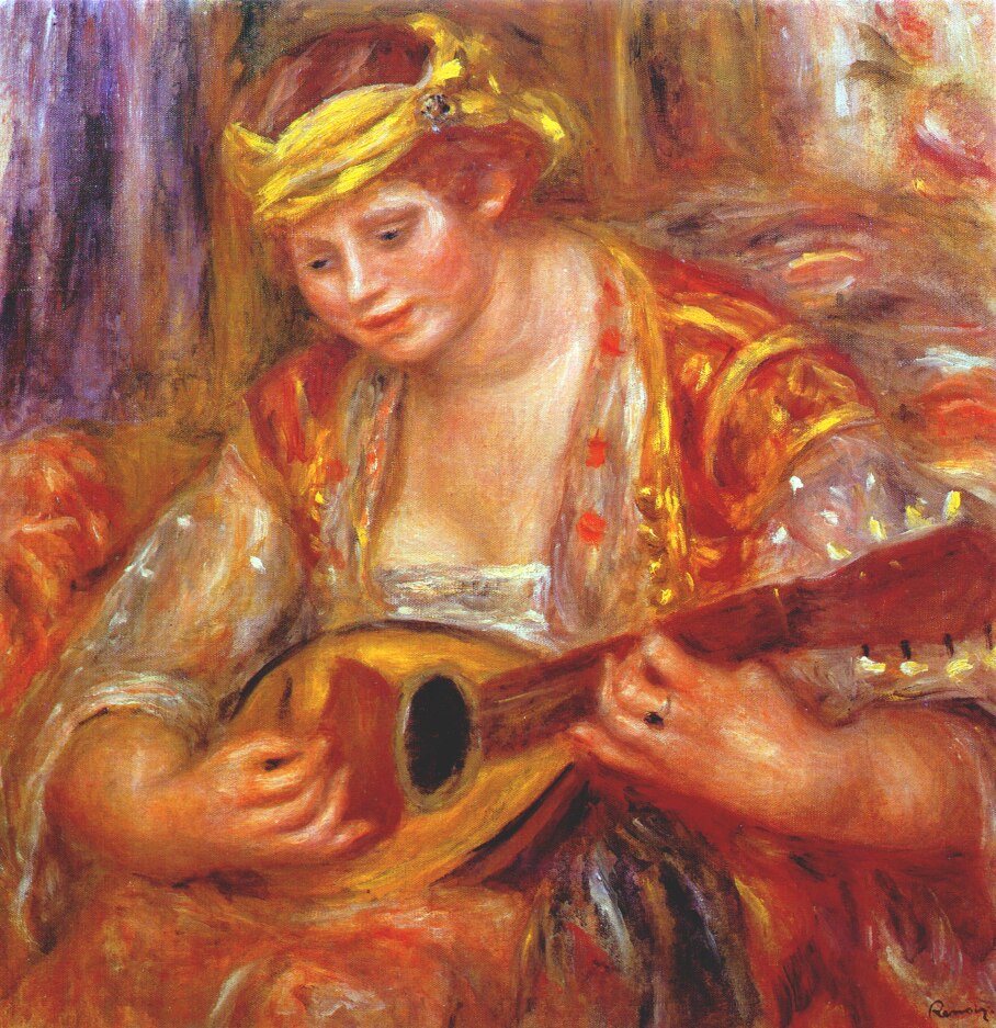 Woman with a mandolin (1919) - Pierre-Auguste Renoir Tablo