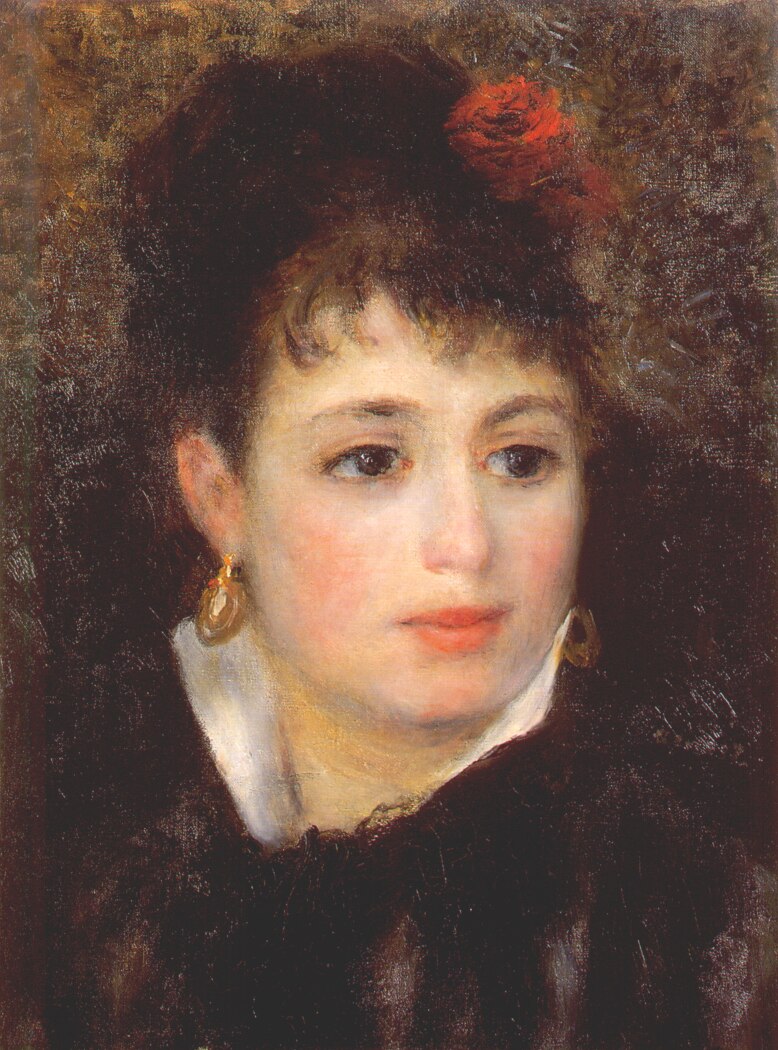 Woman with a rose (1875) - Pierre-Auguste Renoir Tablo
