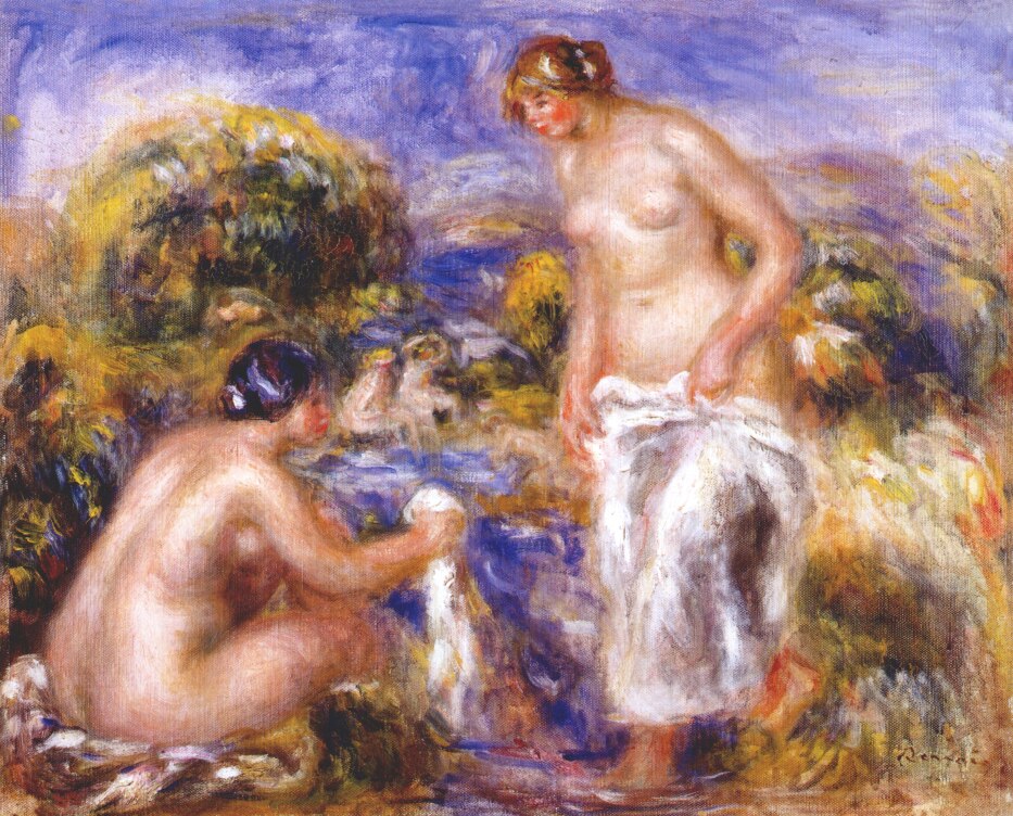 Women bathing (1915) - Pierre-Auguste Renoir Tablo