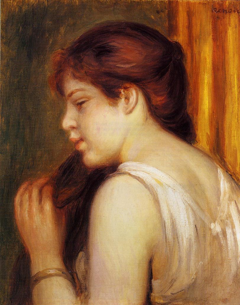 Young Girl Combing Her Hair (1891) - Pierre-Auguste Renoir Tablo