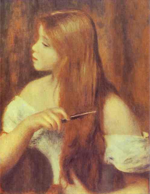 Young Girl Combing Her Hair (1894) - Pierre-Auguste Renoir Tablo