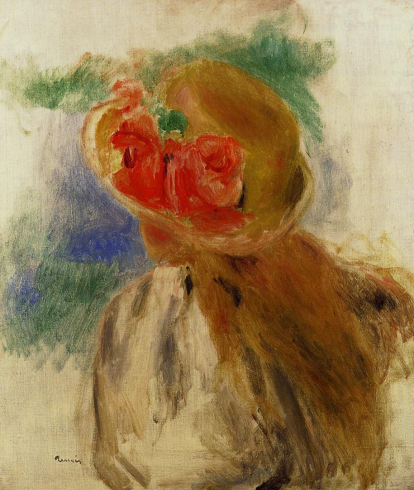 Young Girl in a Flowered Hat (1900) - Pierre-Auguste Renoir Tablo