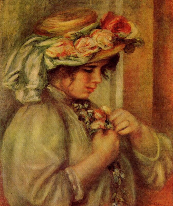 Young Girl in a Hat (1900) - Pierre-Auguste Renoir Tablo