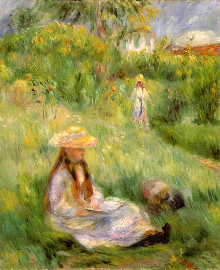 Young Girl in the Garden at Mezy (1891) - Pierre-Auguste Renoir Tablo