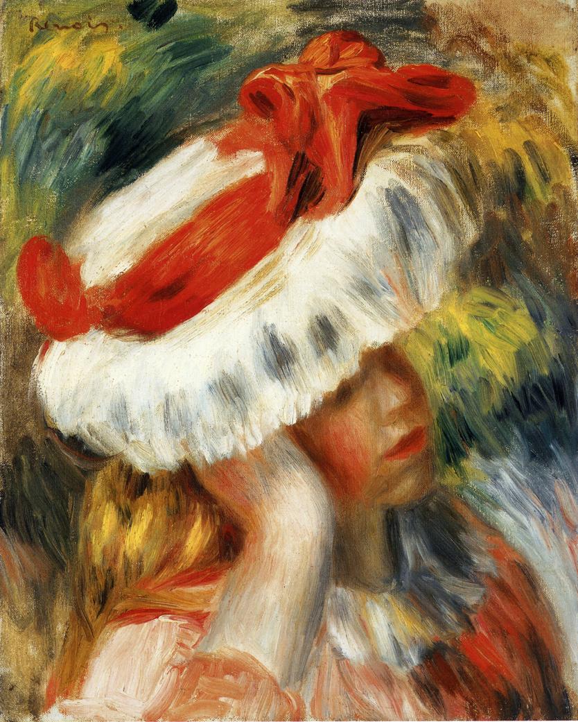 Young Girl with a Hat (1895) - Pierre-Auguste Renoir Tablo