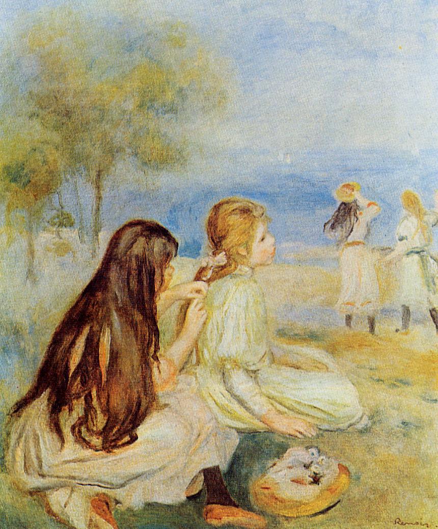 Young Girls by the Sea (1894) - Pierre-Auguste Renoir Tablo