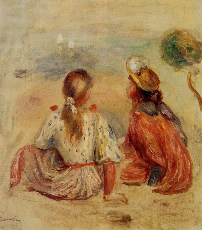 Young Girls on the Beach (1898) - Pierre-Auguste Renoir Tablo