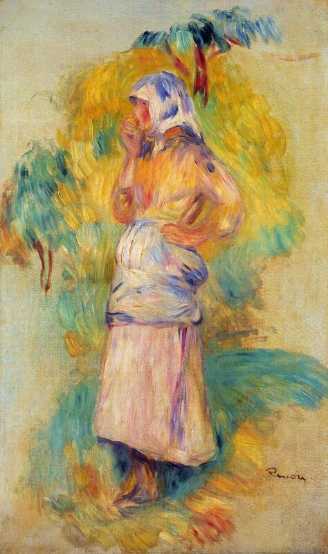 Young Peasant Eating an Apple (1894) - Pierre-Auguste Renoir Tablo
