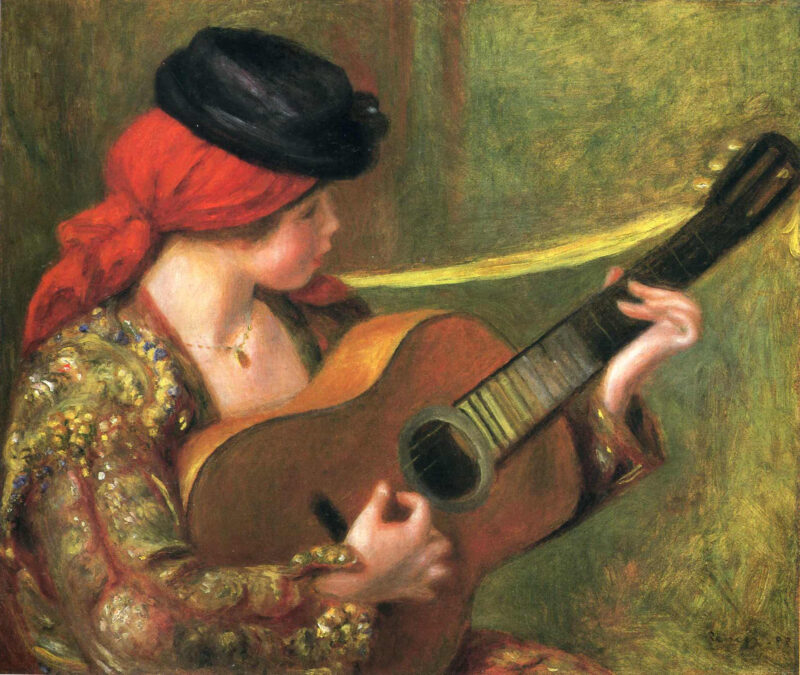 Young Spanish Woman with a Guitar (1898) - Pierre-Auguste Renoir Tablo