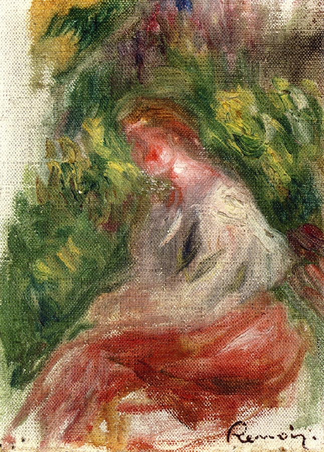 Young Woman, Seated - Pierre-Auguste Renoir Tablo