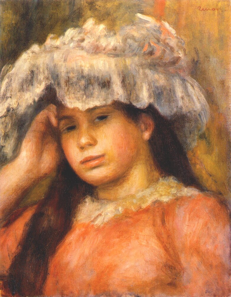 Young Woman Wearing a Hat (1894) – Pierre-Auguste Renoir Tablo