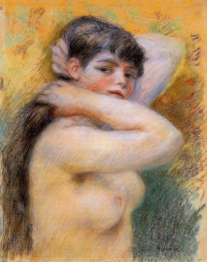 Young Woman at Her Toilette (1885) - Pierre-Auguste Renoir Tablo