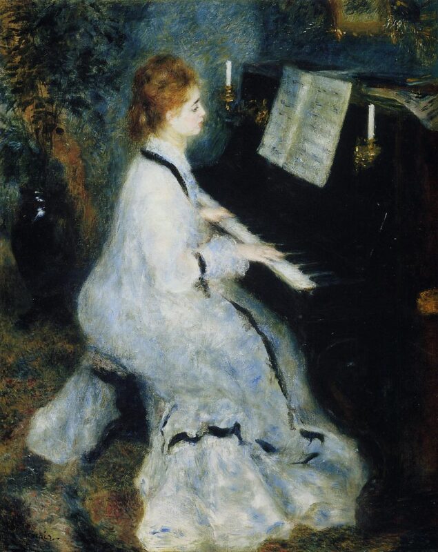 Young Woman at the Piano (1876) - Pierre-Auguste Renoir Tablo