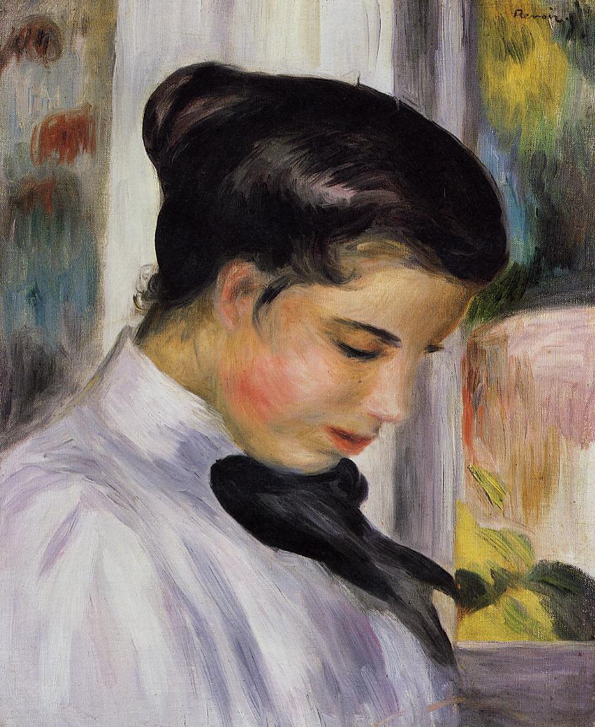 Young Woman in Profile (1897) - Pierre-Auguste Renoir Tablo