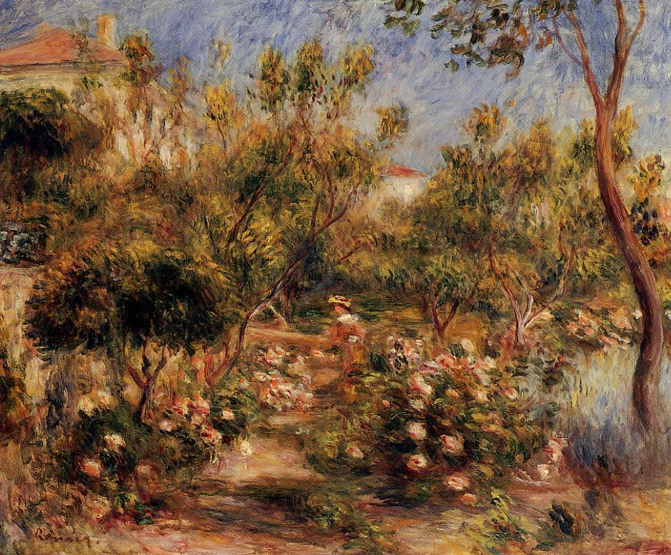 Young Woman in a Garden Cagnes (1903) – Pierre-Auguste Renoir Tablo