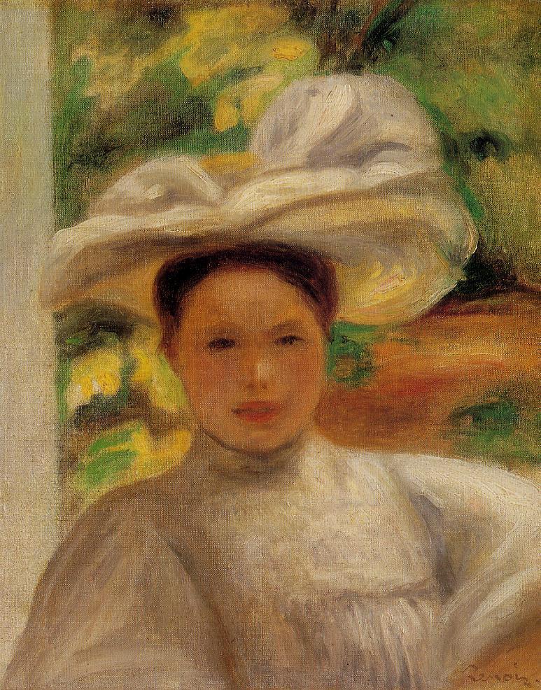 Young Woman in a Hat (1895) - Pierre-Auguste Renoir Tablo