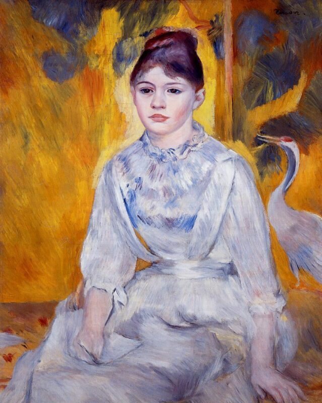 Young Woman with Crane (1886) - Pierre-Auguste Renoir Tablo