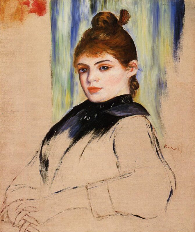 Young Woman with a Bun in Her Hair (1882) - Pierre-Auguste Renoir Tablo