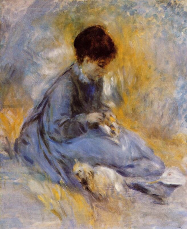Young Woman with a Dog (1876) – Pierre-Auguste Renoir Tablo