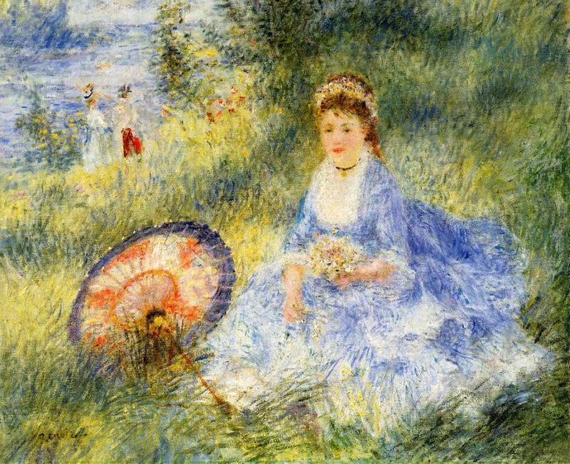 Young Woman with a Japanese Umbrella (1876) - Pierre-Auguste Renoir Tablo