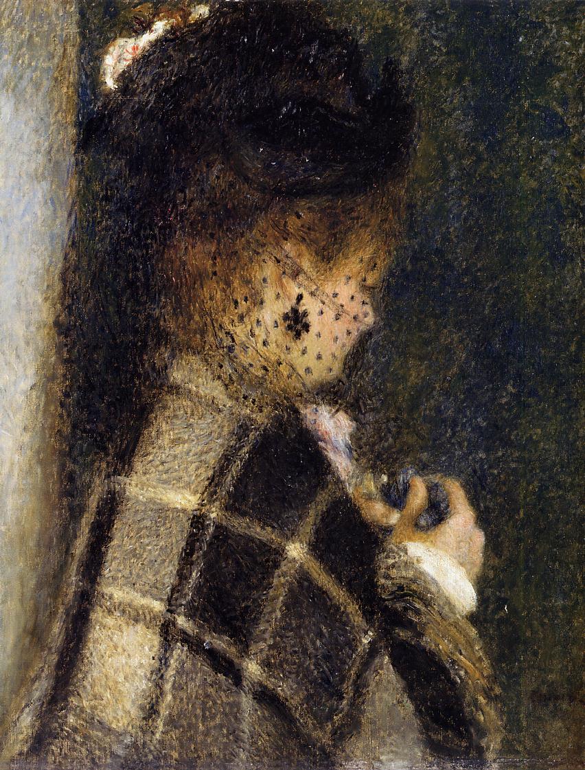 Young Woman with a Veil (1875) - Pierre-Auguste Renoir Tablo