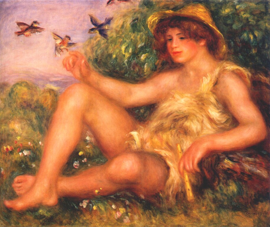 Young shepherd in repose (Alexander Thurneysson) (1911) - Pierre-Auguste Renoir Tablo
