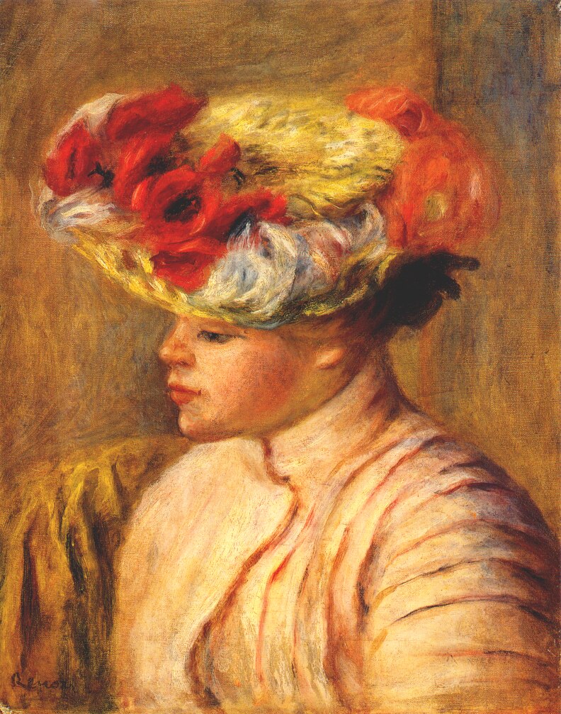 Young woman in a flowered hat (1892) – Pierre-Auguste Renoir Tablo