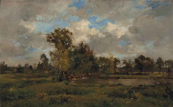 A Lake in a Clearing (1883) - Pierre-Emmanuel Damoye Tablo
