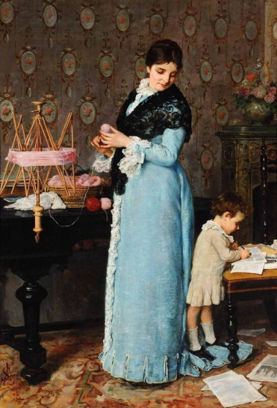 A mother (1884) - Silvestro Lega Tablo