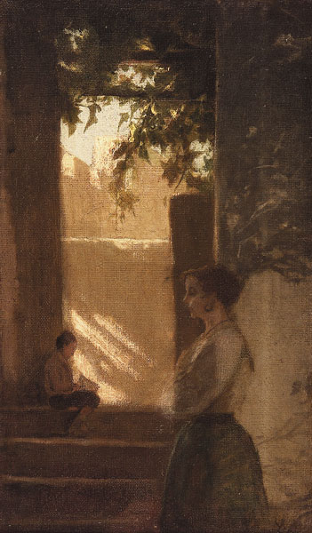 A pensive moment - Silvestro Lega Tablo