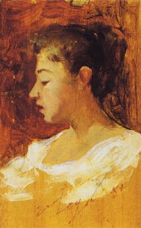 Bust of a young girl (1887) - Silvestro Lega Tablo