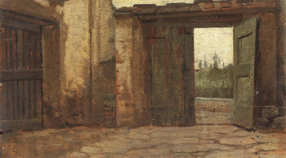 Courtyard entrance (1864) - Silvestro Lega Tablo