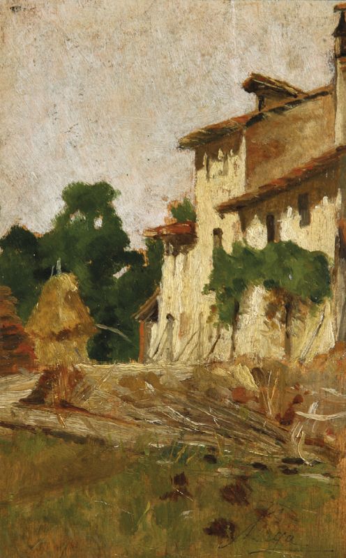 Farmhouse with haystack (1880) - Silvestro Lega Tablo