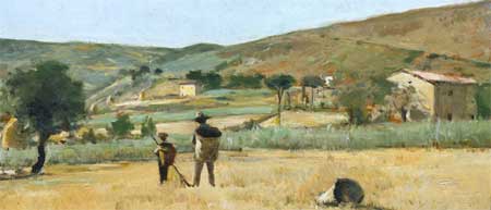 Gabbro landscape with peasants (1888) - Silvestro Lega Tablo