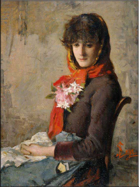 Girl from Crespina (1890) - Silvestro Lega Tablo