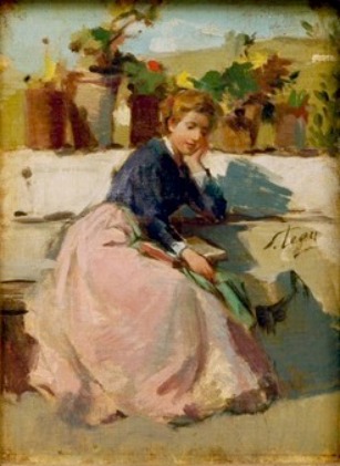 Girl reading - Silvestro Lega Tablo