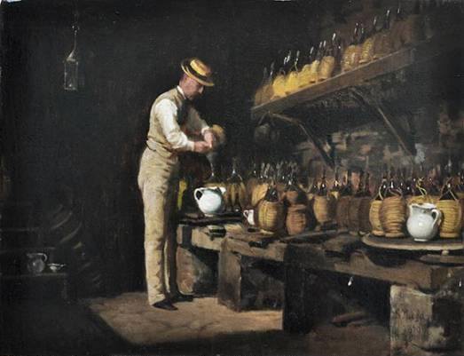 In the cellar (1870) - Silvestro Lega Tablo