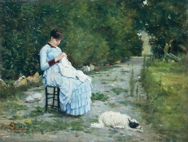 In the garden (1883) - Silvestro Lega Tablo