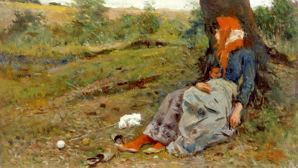 Peasant woman at rest (1890) - Silvestro Lega Tablo