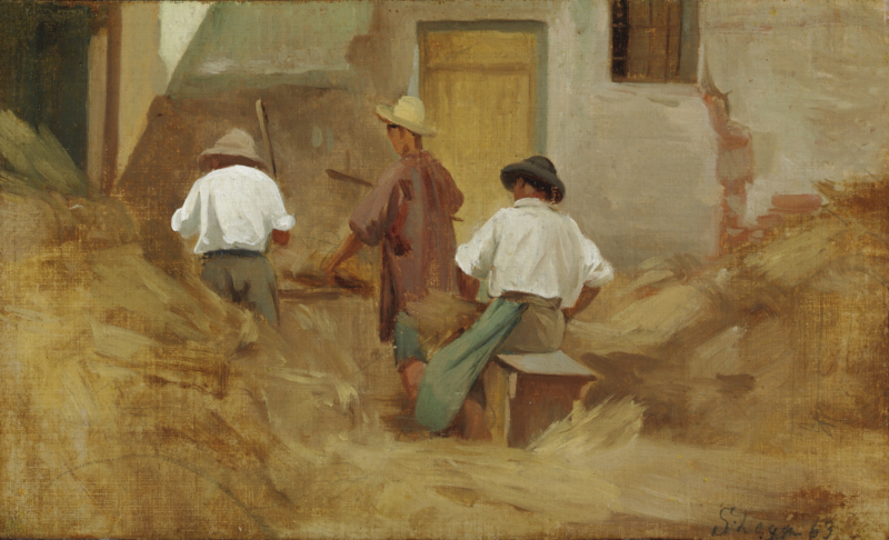 Peasants beating hay (1863) – Silvestro Lega Tablo