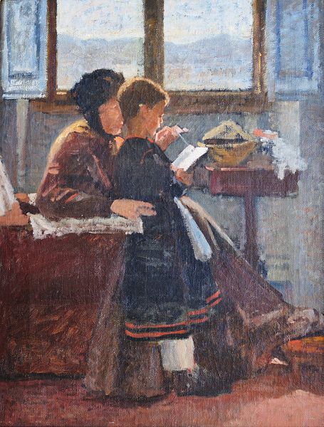 The lesson (1880) - Silvestro Lega Tablo