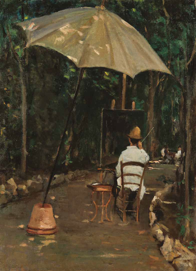 The painter Tommasi painting in the garden (1885) – Silvestro Lega Tablo