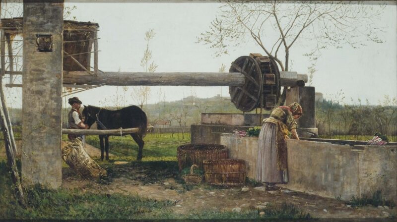 The water wheel (1863) - Silvestro Lega Tablo