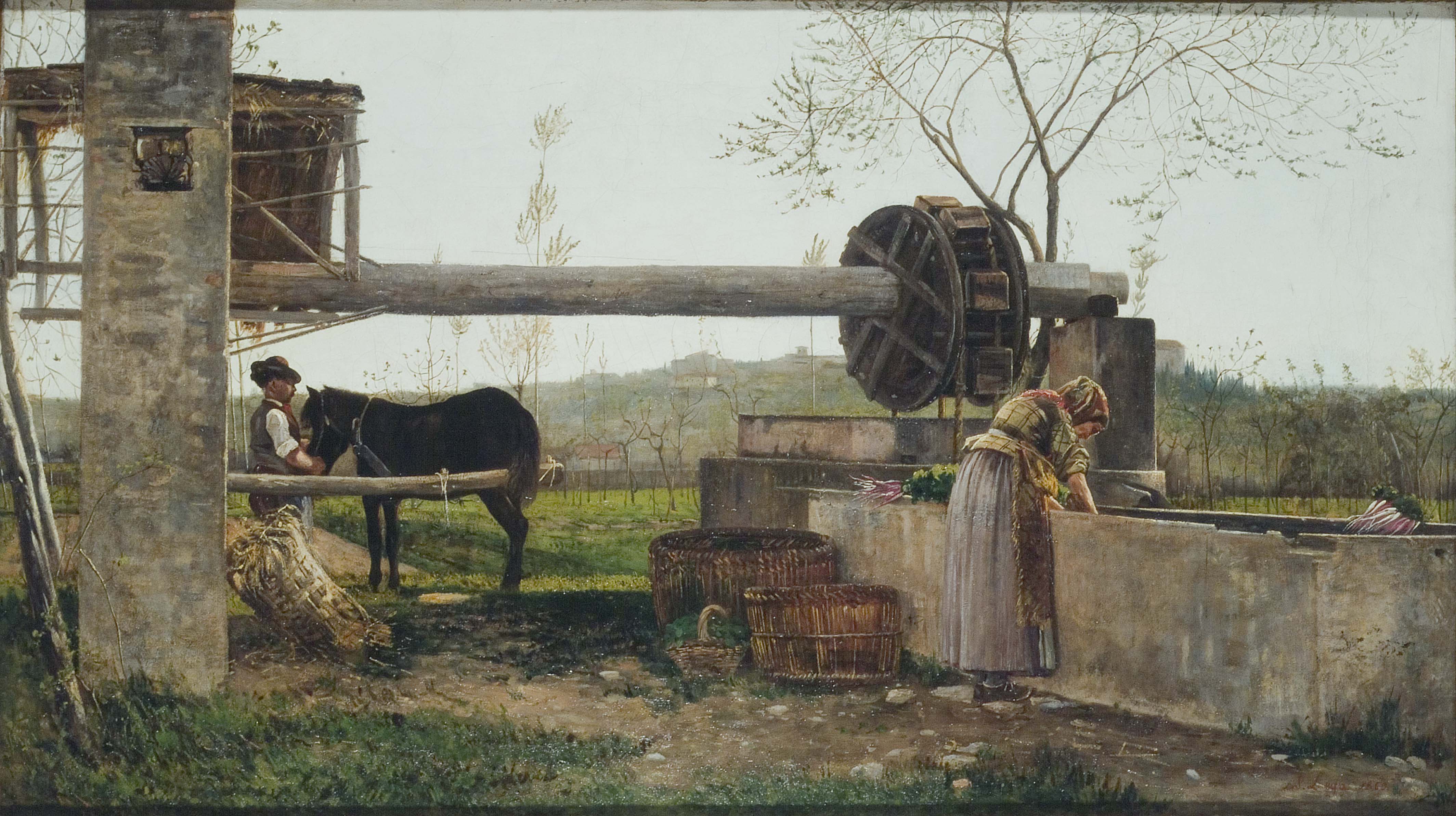 The water wheel (1863) - Silvestro Lega Tablo