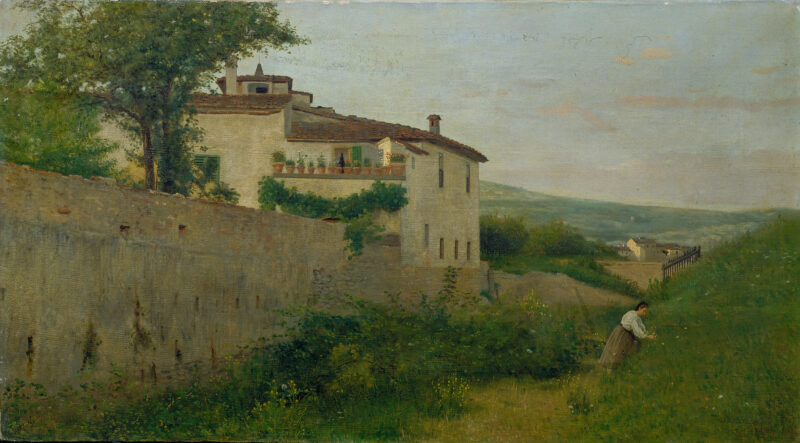 Villa Batelli along the Affrico river (1863) - Silvestro Lega Tablo