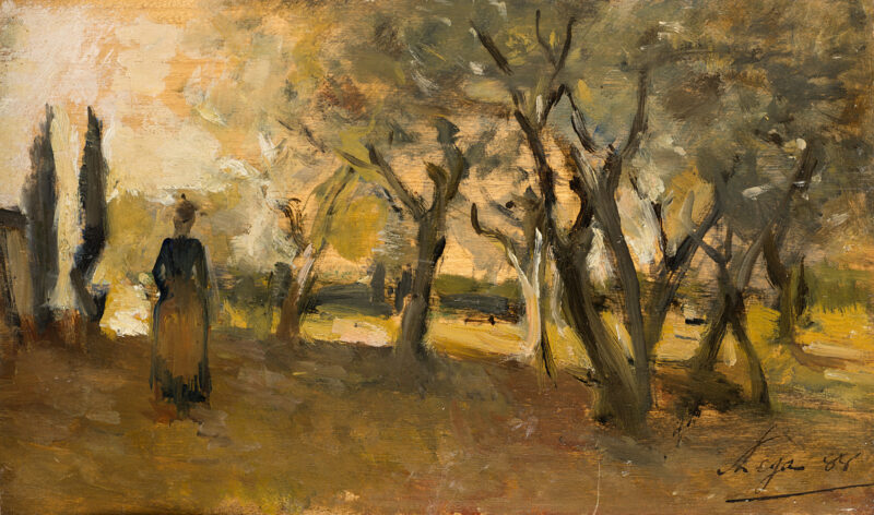 Woman among the olive trees (1888) - Silvestro Lega Tablo